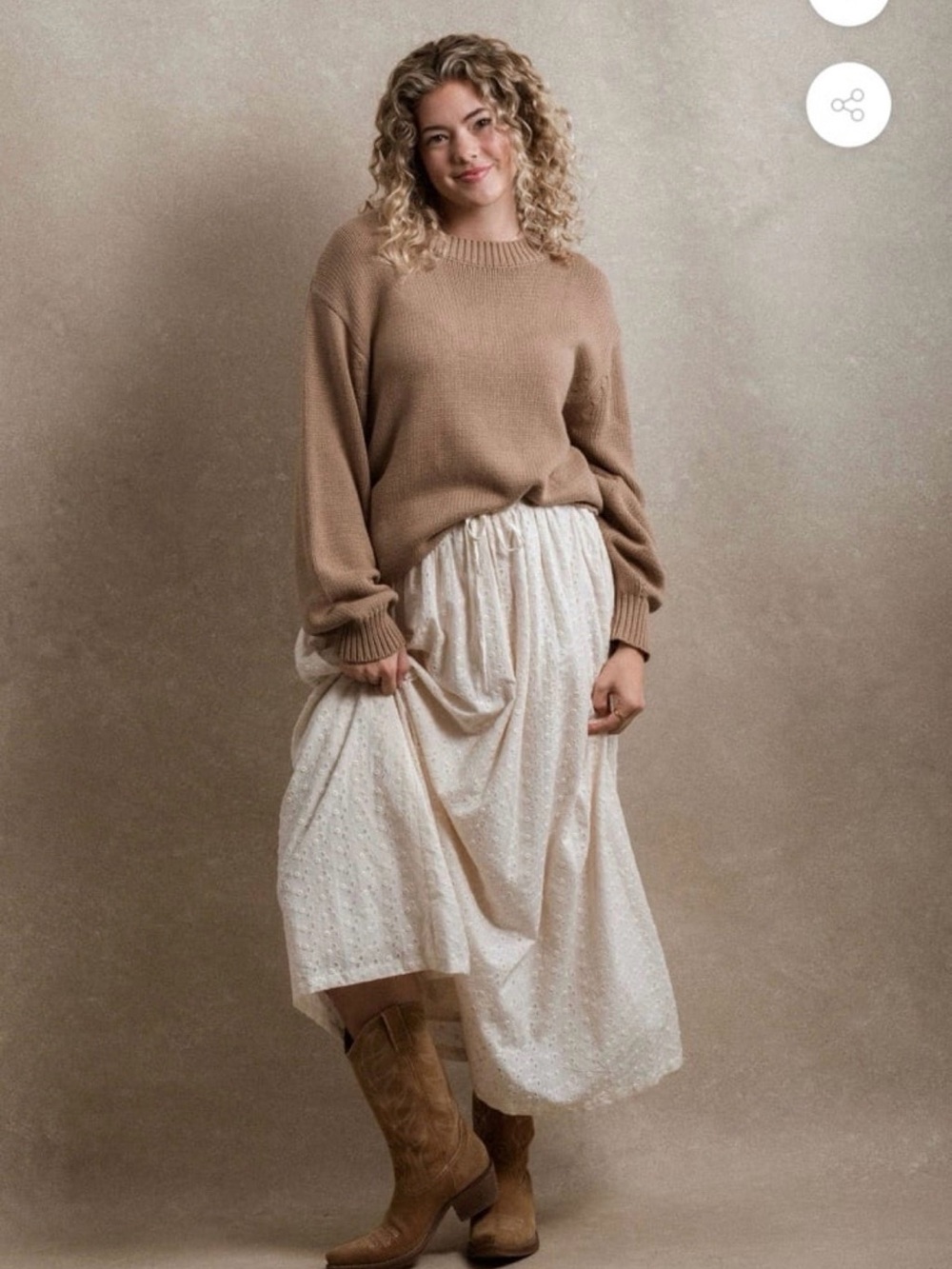 Christy Dawn Cream Eyelet Midi Skirt